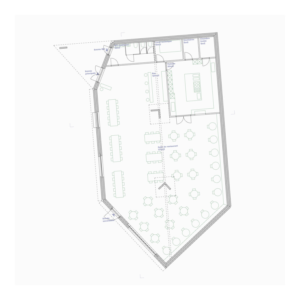 Concours sur invitation pour la construction de pavillons devant la tour Tilia à Malley, Lausanne. Construction en béton de réemploi.